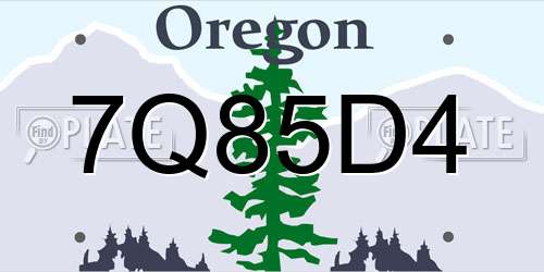 7Q85D4 Oregon License Plate