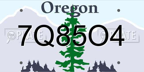 7Q85O4 Oregon License Plate