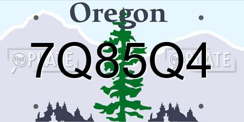 7Q85Q4 Oregon License Plate
