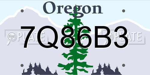7Q86B3 Oregon License Plate