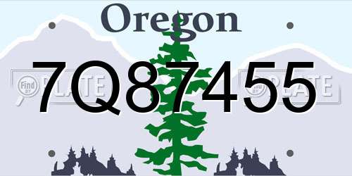 7Q87455 Oregon License Plate