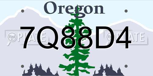 7Q88D4 Oregon License Plate