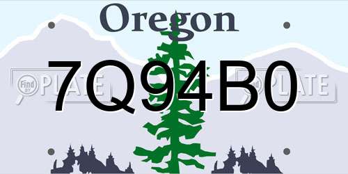 7Q94B0 Oregon License Plate