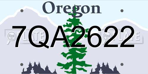 7QA2622 Oregon License Plate