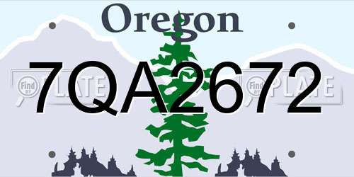 7QA2672 Oregon License Plate