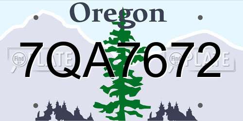 7QA7672 Oregon License Plate