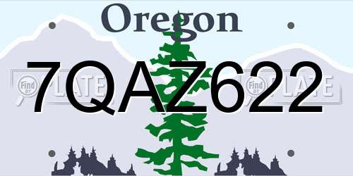 7QAZ622 Oregon License Plate