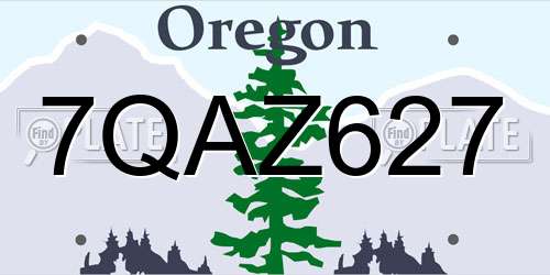 7QAZ627 Oregon License Plate