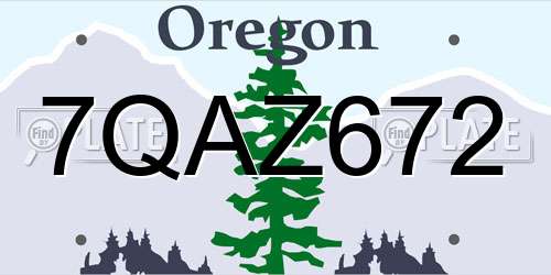 7QAZ672 Oregon License Plate