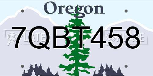 7QBT458 Oregon License Plate