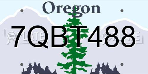 7QBT488 Oregon License Plate