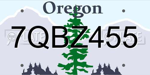 7QBZ455 Oregon License Plate