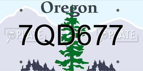 7QD677 Oregon License Plate