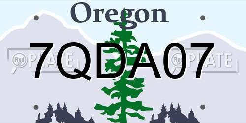 7QDA07 Oregon License Plate