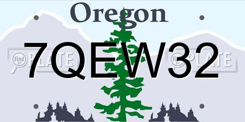 7QEW32 Oregon License Plate