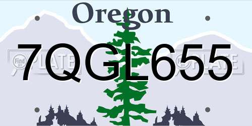 7QGL655 Oregon License Plate