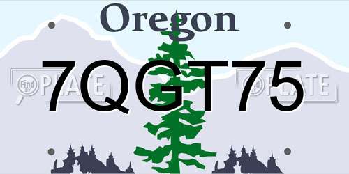 7QGT75 Oregon License Plate