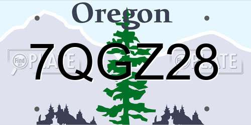 7QGZ28 Oregon License Plate