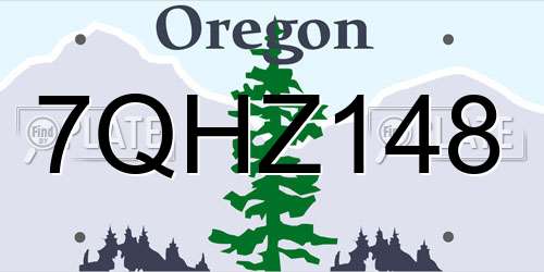 7QHZ148 Oregon License Plate