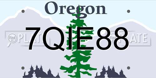7QIE88 Oregon License Plate