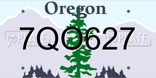 7QO627 Oregon License Plate