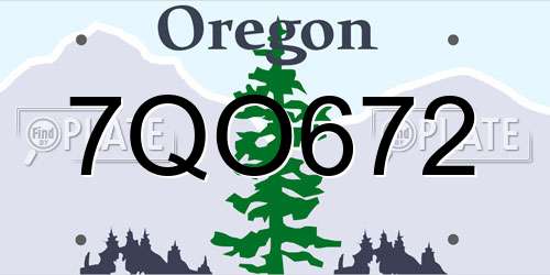 7QO672 Oregon License Plate