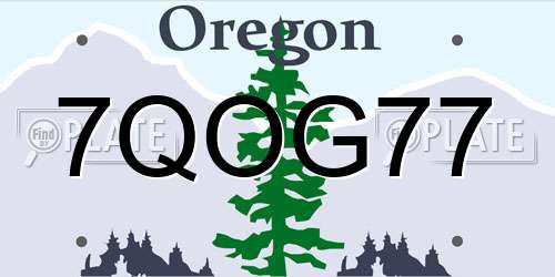 7QOG77 Oregon License Plate