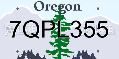 7QPL355 Oregon License Plate
