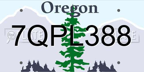 7QPL388 Oregon License Plate