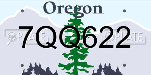 7QQ622 Oregon License Plate