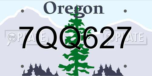 7QQ627 Oregon License Plate