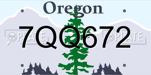 7QQ672 Oregon License Plate