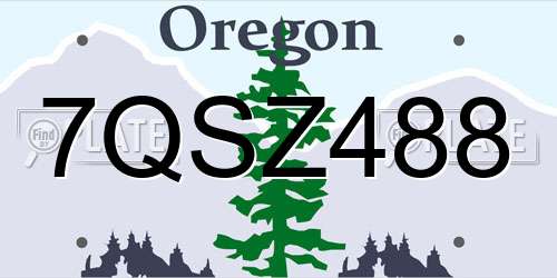 7QSZ488 Oregon License Plate