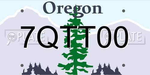 7QTT00 Oregon License Plate