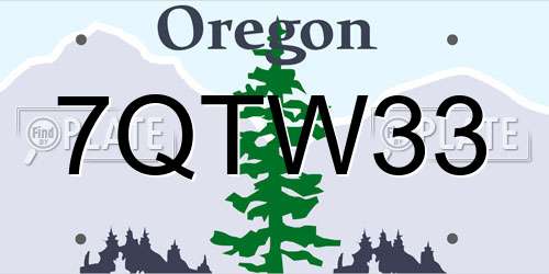 7QTW33 Oregon License Plate