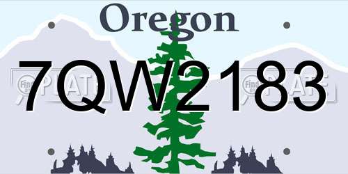 7QW2183 Oregon License Plate