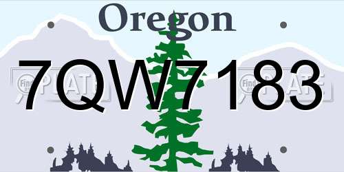 7QW7183 Oregon License Plate