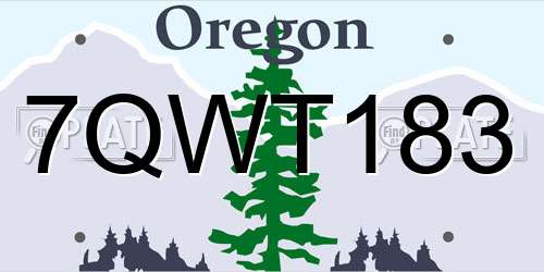 7QWT183 Oregon License Plate