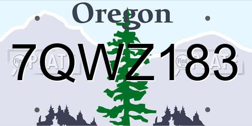 7QWZ183 Oregon License Plate