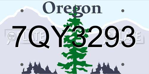 7QY3293 Oregon License Plate