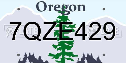 7QZE429 Oregon License Plate