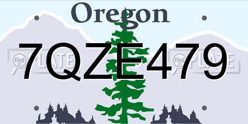 7QZE479 Oregon License Plate
