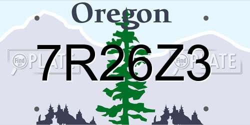 7R26Z3 Oregon License Plate