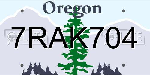 7RAK704 Oregon License Plate