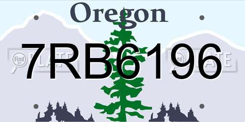 7RB6196 Oregon License Plate