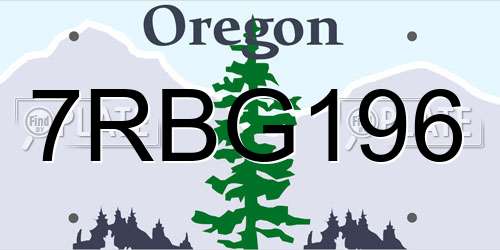 7RBG196 Oregon License Plate