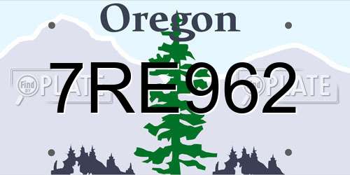 7RE962 Oregon License Plate