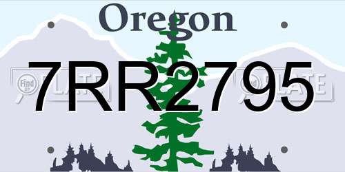 7RR2795 Oregon License Plate