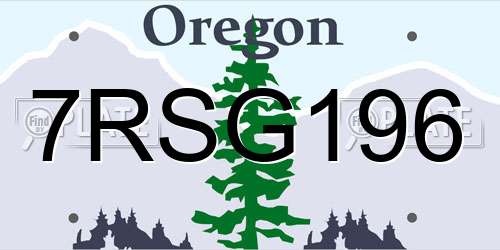 7RSG196 Oregon License Plate