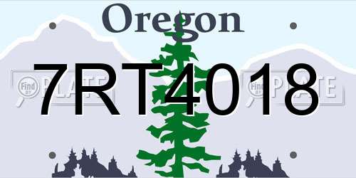 7RT4018 Oregon License Plate
